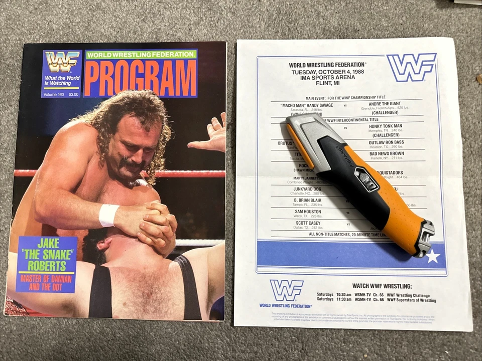 Revista del Programa WWF/WWE #160 Jake The Snake 4 de octubre/1988 Flint, MI Original Foto 1 de 1