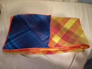 Blue, Pink, and Yellow Double Pattern Plaid Blanket Throw - Picture 1 of 3