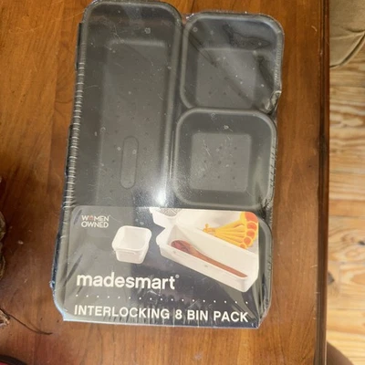 Organizador Madesmart 8 piezas contenedores entrelazados cajón de escritorio negro almacenamiento propiedad de mujeres Foto 1 de 2