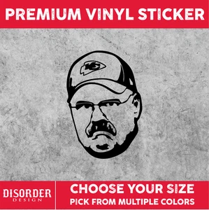 ANDY REID KC CHIEFS [VINYL STICKER]-for WINDOW-LAPTOP-FOLDR-YOU PICK COLOR/SIZE - Picture 1 of 6