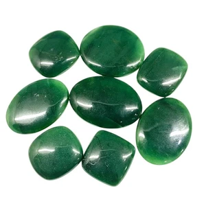 Lotto 8 pezzi pietre preziose cabochon verdi sfuse non trattate giada verde naturale 28-46 mm - Foto 1 di 8
