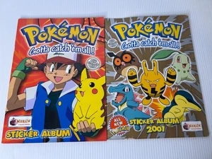 Pokemon Merlin Sticker Albums 1999 & 2001 Complete with Poster and all Stickers - Picture 1 of 13