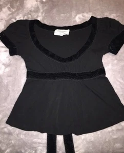 Vintage YSL RIVE GAUCHE DAMEN TOP GR. S MADE IN ITALY SCHWARZ SAMT ZUM BINDEN - Bild 1 von 5