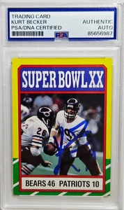 1986 Topps #8 Kurt Becker Signed Bears Super Bowl XX Card Autograph PSA/DNA (B) - Picture 1 of 2