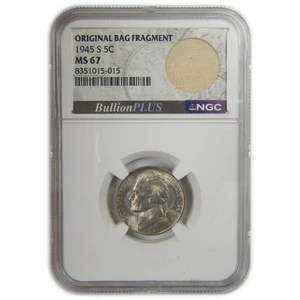 1945 S Jefferson Nickel MS 67 NGC Silver Bag Fragment SKU:I20331 - Picture 1 of 4