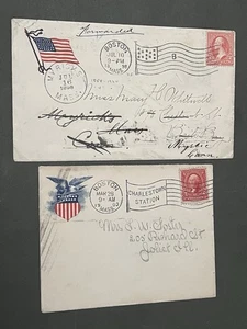 x2 SPANISCH-AMERIKANISCHER KRIEG 1898 PATRIOTISCHE EINBÄNDE! BOSTON MA FLAGGE STORNIERT!! - Bild 1 von 2