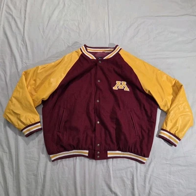 NCAA MINNESOTA GOLDEN GOPHERS MENS VARSITY JACKET SIZE XXXL VINTAGE Faux Leather - Image 1 of 4