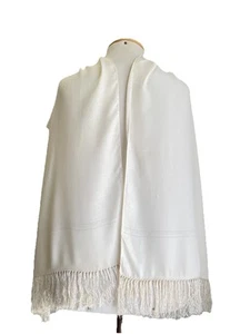 Givenchy White Silk Scarf with Fringe Made in Italy VTG#A12 - Picture 1 of 10