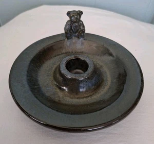 Artisan Studio Art Pottery Blue Chamberst🎄Signiert er ?🎄Bär Kerzenhalter - Bild 1 von 8