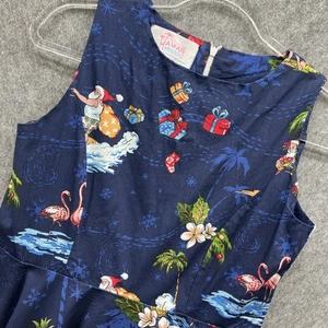 Hawaii Hangover Tropical Christmas Dress Womens M Blue Santa Beach - Picture 1 of 9
