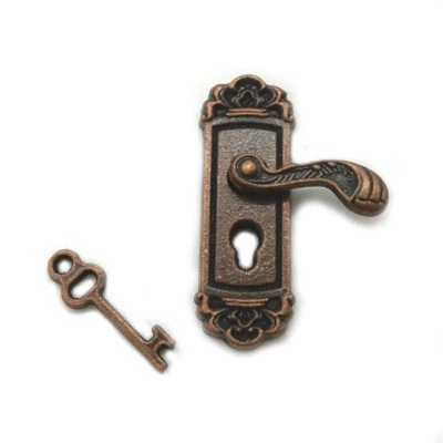 Miniature Right Bronze Door Lock Key Dollhouse Doorknob DIY Accessories K005-R - Image 1 of 3