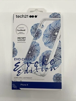 Tech21 Evo Check Evoke Edition, Pure Clear Case Cover for iPhone X - Blue  - Image 1 of 3
