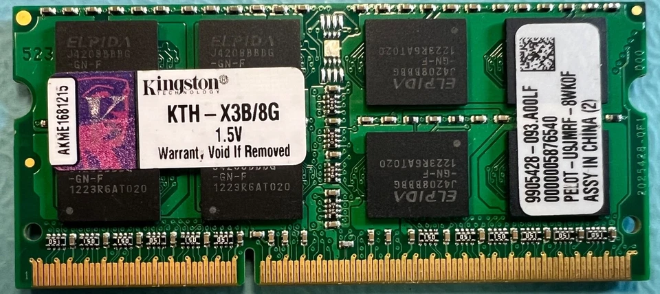 Kingston KTH-X3B/8G 8GB DDR3-1333Mhz PC3-10600 SODIMM Memory Module RAM - Image 1 of 1