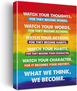 Watch Your Thoughts 40x50cm Stretched Inspiration Canvas Wall Art Print - Picture 1 of 3