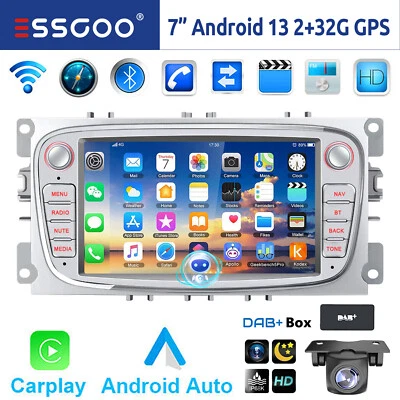 DAB+ Android 14 32G Autoradio Carplay NAVI Kam Für Ford Focus MK2 Mondeo C S Max - Bild 1 von 4