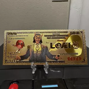 Billete Loki enchapado en lámina de oro de 24k coleccionable de Marvel - Imagen 1 de 2