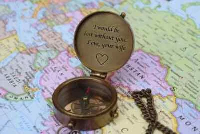 Brújula Náutica, Brújula de Trabajo BRÚJULA PERSONALIZADA Bolsa de Cuero incluida Foto 1 de 4