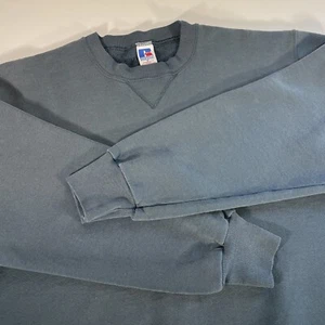 Vintage Faded V Stitch Russell Blank Crewneck Sweatshirt Green Men’s Size Medium - Picture 1 of 7