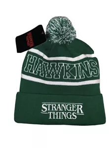 Stranger Things Beanie Hat Mens Womens Hawkins Green Pom Pom Loungefly Knit - Picture 1 of 10