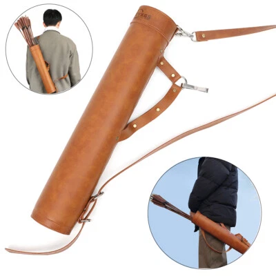 Retro Style Archery Arrow Quiver Shoulder Back Leather Target Hunting Shooting - Image 1 of 4