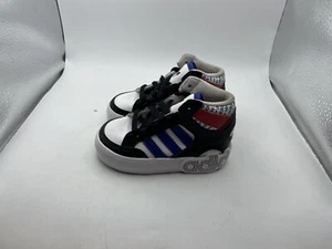 Adidas Hard Court Hi Sneaker Toddler 5K Black White Blue Shoe FV5480 - Picture 1 of 9