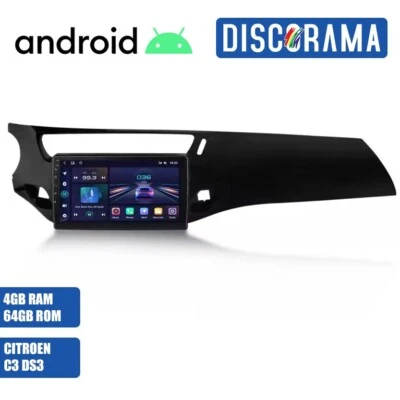 AUTORADIO ANDROID 4/64GB CITROEN C3 DS3 2010-2016 STEREO AUTO TOUCH 9" WIFI NAVI - Immagine 1 di 4