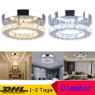 LED Kristall Decken-Lampe Dimmbar Deckenleuchte Wohnzimmer Flur Küchen Eingang - Bild 1 von 4