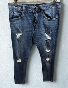 Empyre Skeletor Jeans Herren 30 Skinny Blau High Rise Distressed Denim Y2K Grunge - Bild 1 von 11