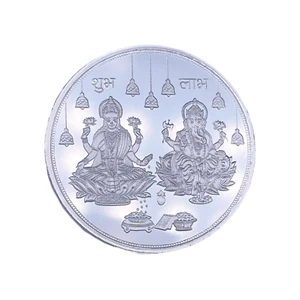 Moneda de Plata Lakshmi Ganesha Regalos de Plata Diwali / Dhanteras - Plata Fina 999.9 - Imagen 1 de 25