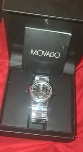 *NEU* Movado Vizio schwarzes Zifferblatt Edelstahlarmband Herrenuhr 0607050 - Bild 1 von 7