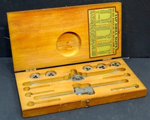 ACE / HENRY L HANSON Vintage TAP & DIE Tool Set #21 in FITTED WOOD BOX - Picture 1 of 5