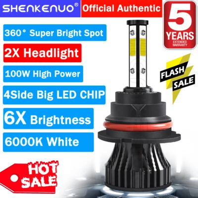 4side LED Headlight 9007 HB5 6000K Hi/Lo COB Bulb For FORD Ranger 1990-2011 2PC - Image 1 of 4