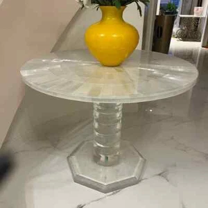 Coffee Table Top in Selenite stone , Sunburst Round Table, Selenite Counter Top - Picture 1 of 8