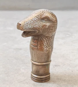 Antique Victorian Zodiac Big Bronze snake Head Walking Stick handle - Picture 1 of 8