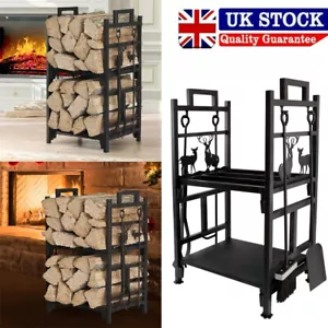 Xmas Elk Fireplace Log Rack Indoor Wood Storage Holder Store Stand Metal UK Fast - Picture 1 of 12