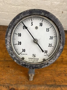 Vintage Duragauge Ashcroft Vakuum Messgerät ~ Aluminiumgehäuse, 5" Durchmesser vorne - Bild 1 von 9