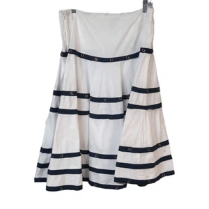 Cache full coastal midi skirt white nautical black ribbon trim flare 10 med - Picture 1 of 8