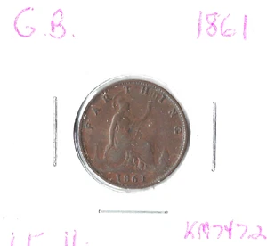 Coin Great Britain Farthing 1861 KM747.2, Victoria - Picture 1 of 3