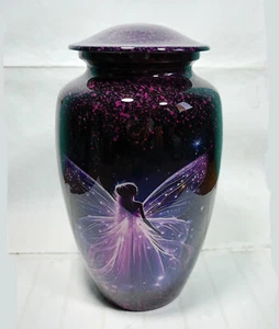 Purple Angel Cremation Urns for Human Ashes with Velvet Bag 10 inches Adult Urn - Picture 1 of 6