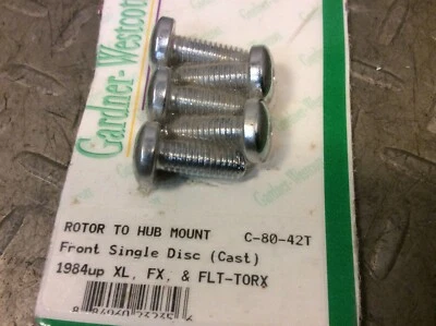84 + Harley XL FX FLT Gardner-Westcott Disc Brake Rotor To Hub Bolt Kit Cast Rim - Image 1 of 4