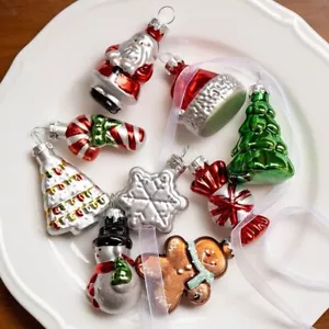 9er/Set Weihnachtskugeln Mini Christbaumkugeln Glas Christbaumschmuck Xmas Deko - Bild 1 von 6