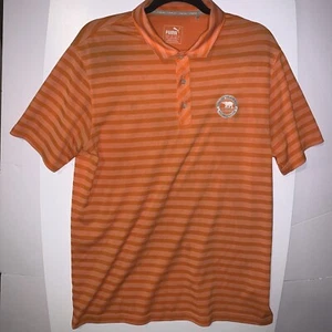 Puma Golf Mens Large Orange Striped Short Sleeve Golf Polo Shirt #20 - Picture 1 of 8