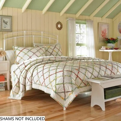 Laura Ashley RUFFLED GARDEN 1 Full Queen Quilt COTTON Multi Cream, Oversized - Image 1 of 4