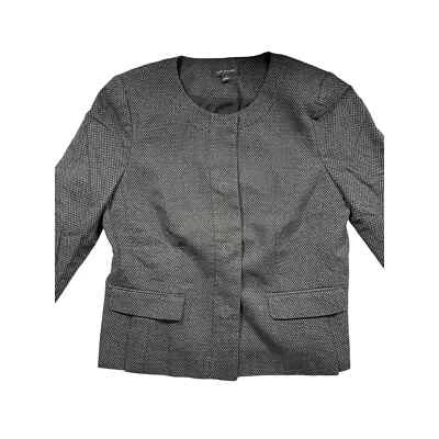 Ann Taylor Black Checked Fitted Jacket with Hidden Snaps Size 8 - Image 1 of 4