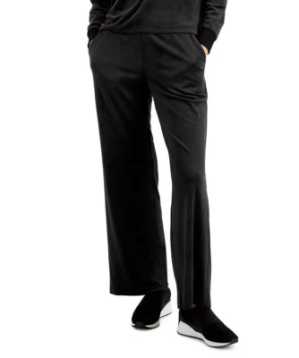 NWT! Alfani Women's Sz S Velour Full Length Pajama Pants w/ Pockets Black - Image 1 of 4