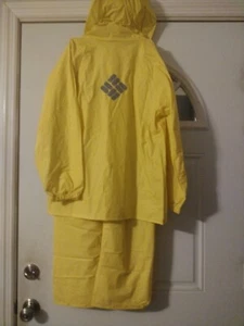 Vintage Columbia PVC Rain Suit Jacket & Pants Set Youth Size Large EXCELLENT Nwt - Picture 1 of 12