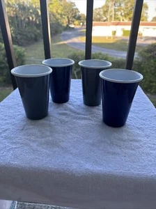 4 Crow Canyon Home GRAY & BLUE Enamelware 14 oz Tumblers Set of 4 BRAND NEW - Picture 1 of 5