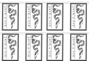 Join Or Die White Benjamin Gadsden 12x18 Bunting String Flag Banner (8 Flags) - Picture 1 of 1