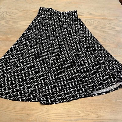 Falda acampanada elástica Worthington para mujer S negra patrón de círculos geométricos Foto 1 de 4
