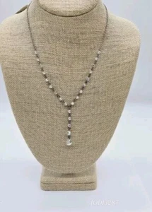 Alfani Swarovski Crystal Necklace Y Drop Statement Silver Tone 19 in - Picture 1 of 7